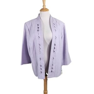 Alfred Dunner Women's Blazer Jacket 3/4 Sleeve Open Front Cutout, Size 16